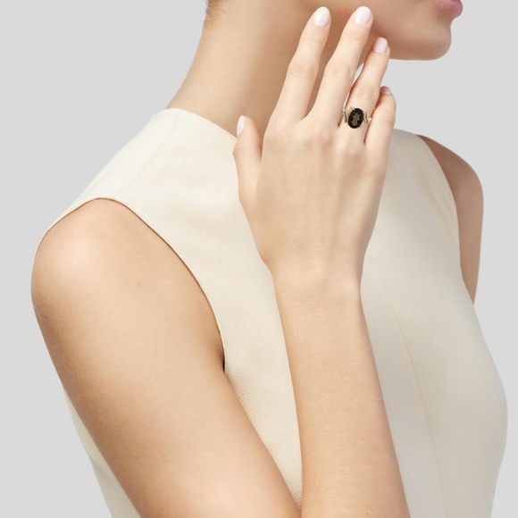 Elegant 14k 5.03ct Smoky Quartz and Topaz Cocktail Ring Size 7 - Picture 2 of 6